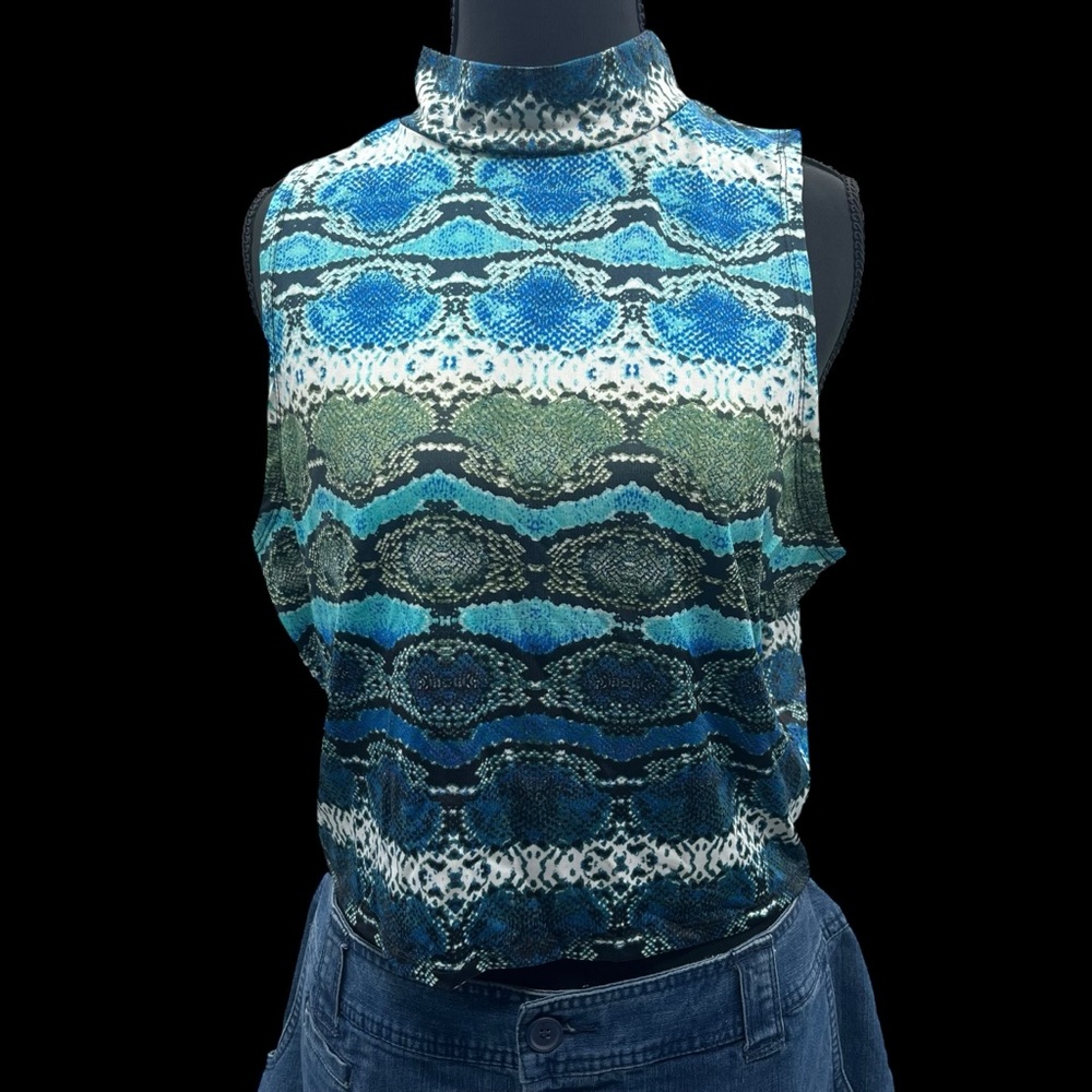 Hot Gal Blue and Green Patterned Tank Top